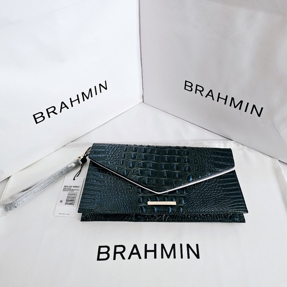 NWT Brahmin ZESTY GREEN Kaia Clutch w/Credit Card Wallet - Picture 8 of 16